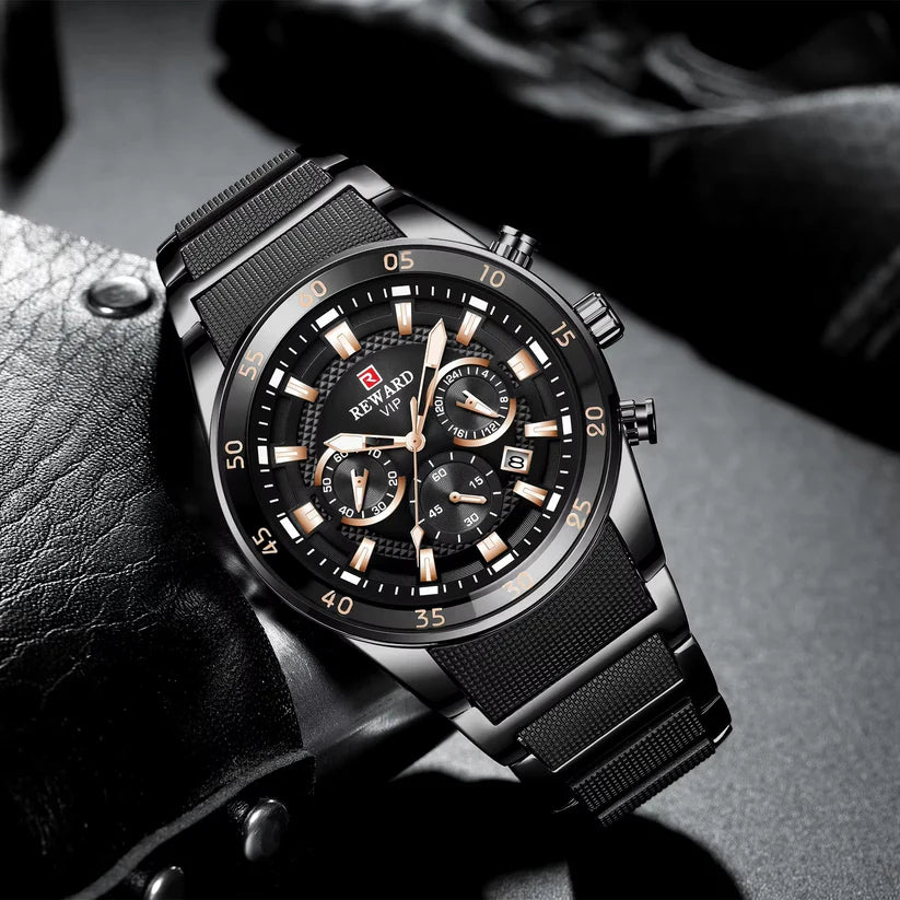 Men's Luxury Quartz Watch – Rose Gold, Analog Design