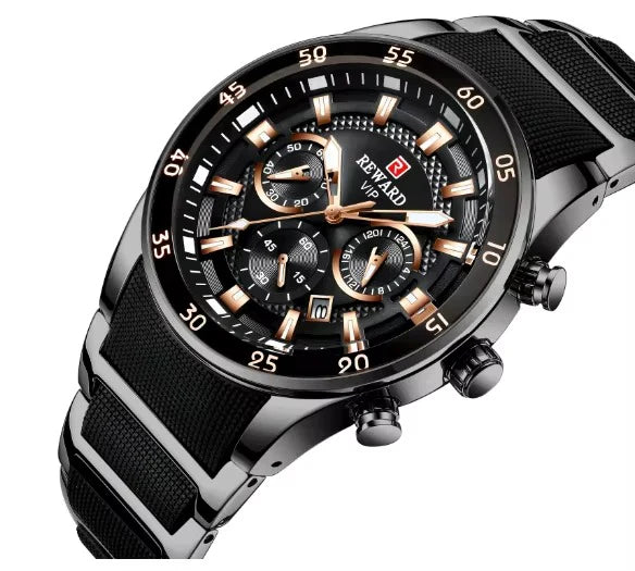 Men's Luxury Quartz Watch – Rose Gold, Analog Design