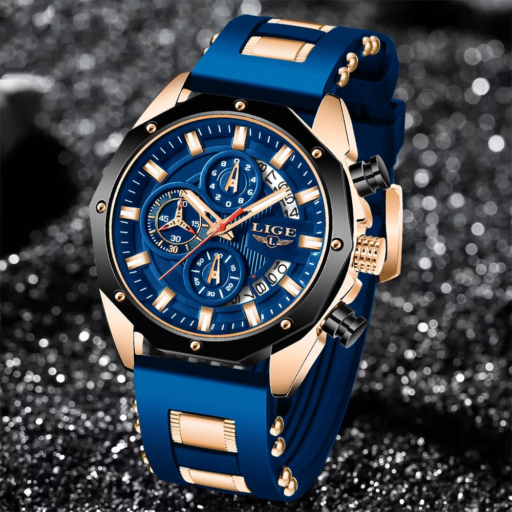 LIGE Watch For Men Chronograph Top Brand Luxury Waterproof Watches