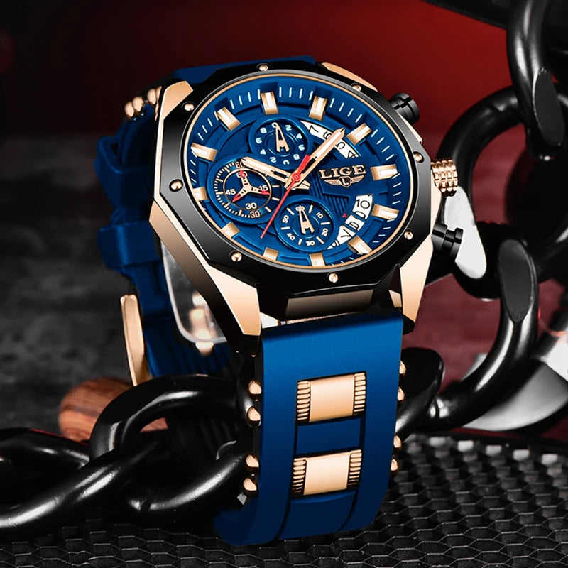 LIGE Watch For Men Chronograph Top Brand Luxury Waterproof Watches