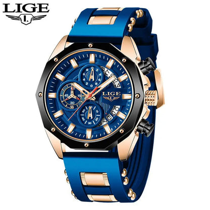 LIGE Watch For Men Chronograph Top Brand Luxury Waterproof Watches