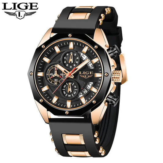 LIGE Watch For Men Chronograph Top Brand Luxury Waterproof Watches