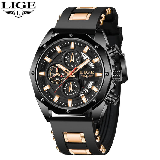 LIGE Watch For Men Chronograph Top Brand Luxury Waterproof Watches